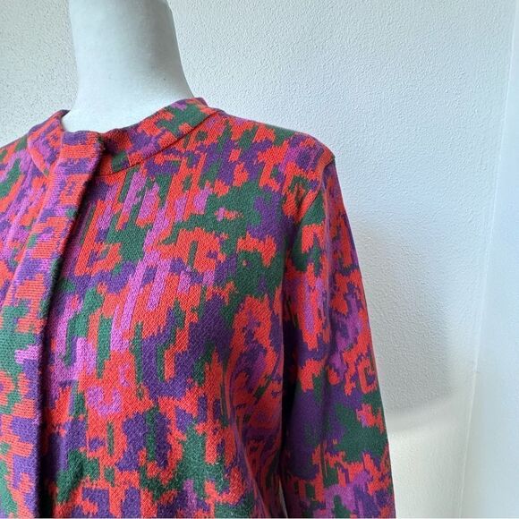 Isaac Mizrahi Live Art Deco Cardigan Sweater Knit Zip Up SZ M - Picture 3 of 16